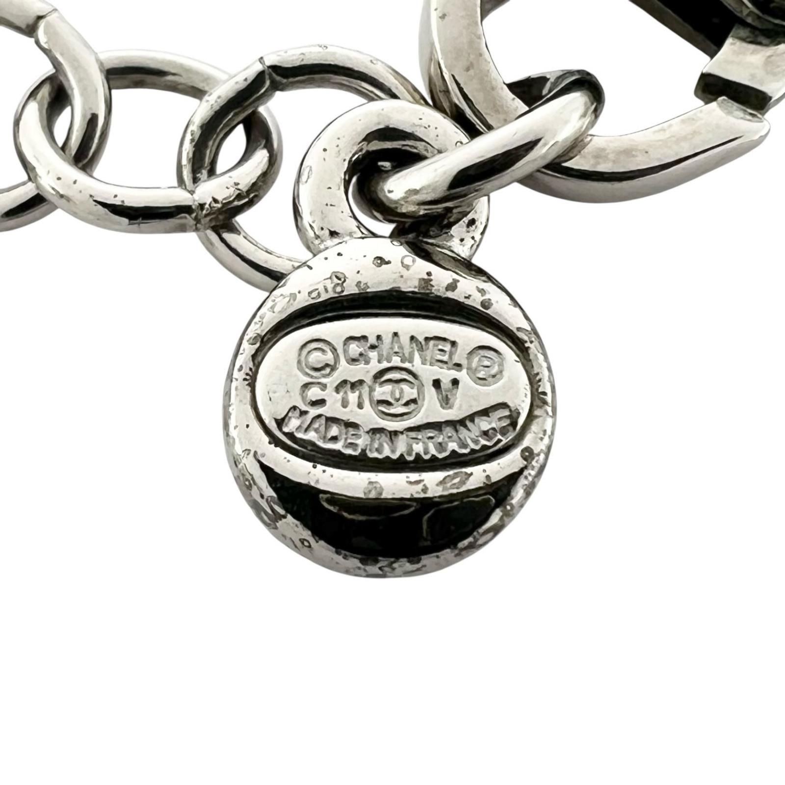 Chanel CC Logo Metal Rhinestone Silver Necklace — view 6