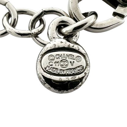 Chanel CC Logo Metal Rhinestone Silver Necklace — view 6