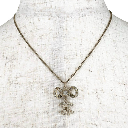 Chanel CC Logo Ribbon Motif Metal Gold Necklace — view 3