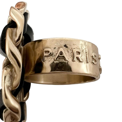Chanel Chain Motif Metal Gold Black Ring — view 7