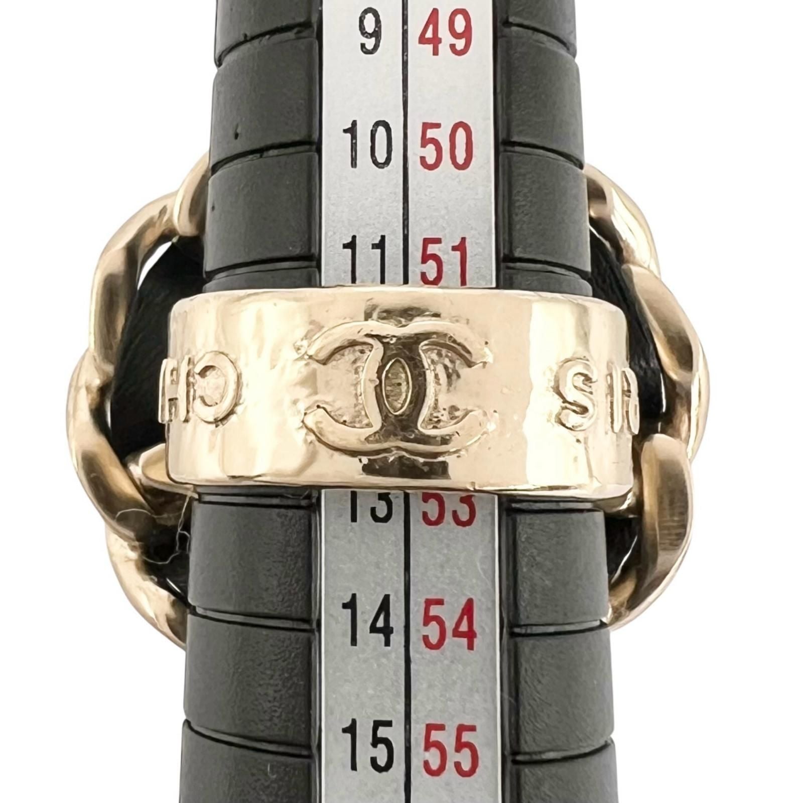 Chanel Chain Motif Metal Gold Black Ring — view 9