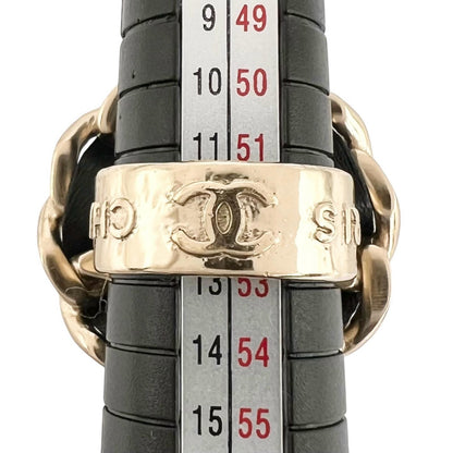 Chanel Chain Motif Metal Gold Black Ring — view 9