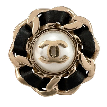 Chanel Chain Motif Metal Gold Black Ring — view 3