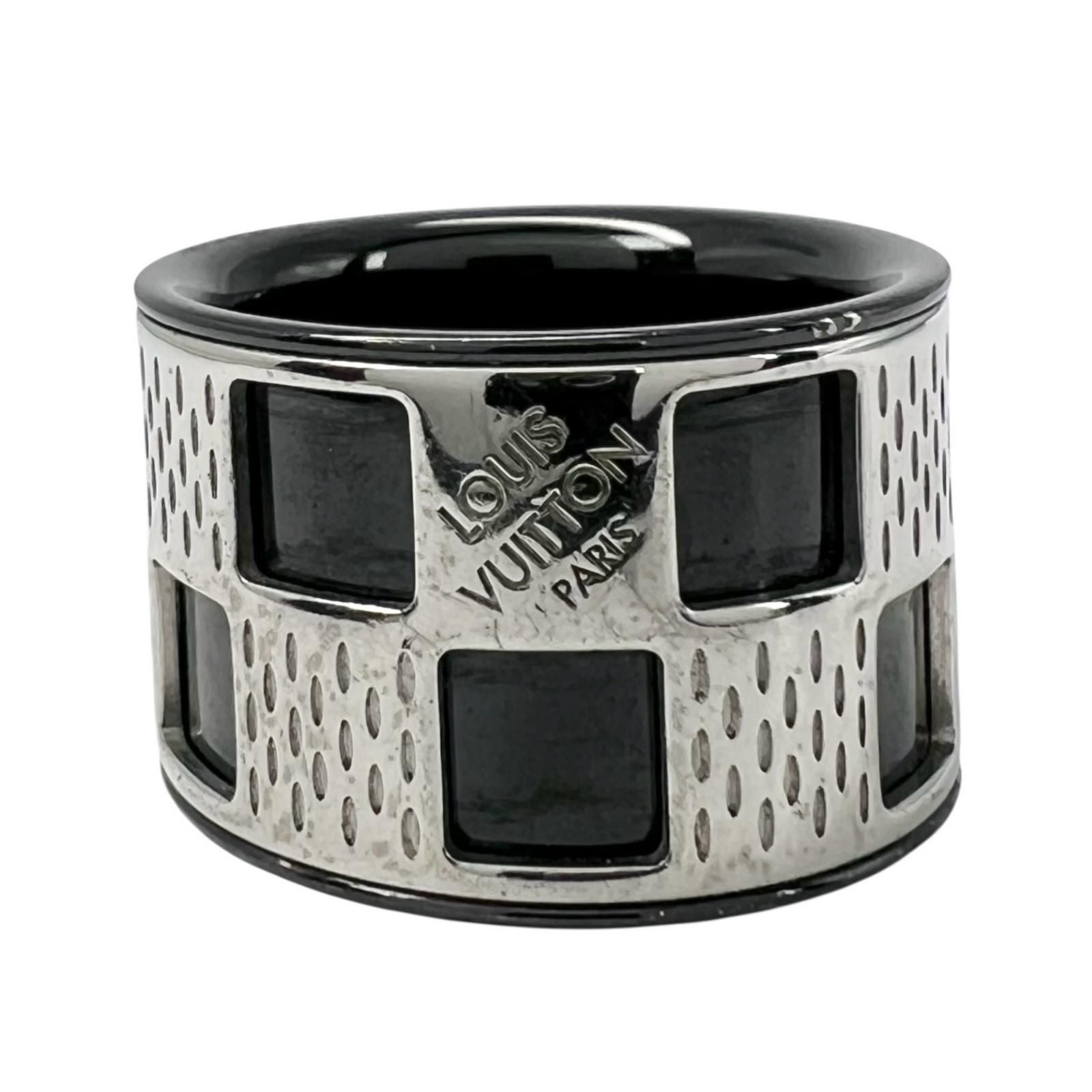 Louis Vuitton Damier Parforet Metal Silver Black Ring — view 3