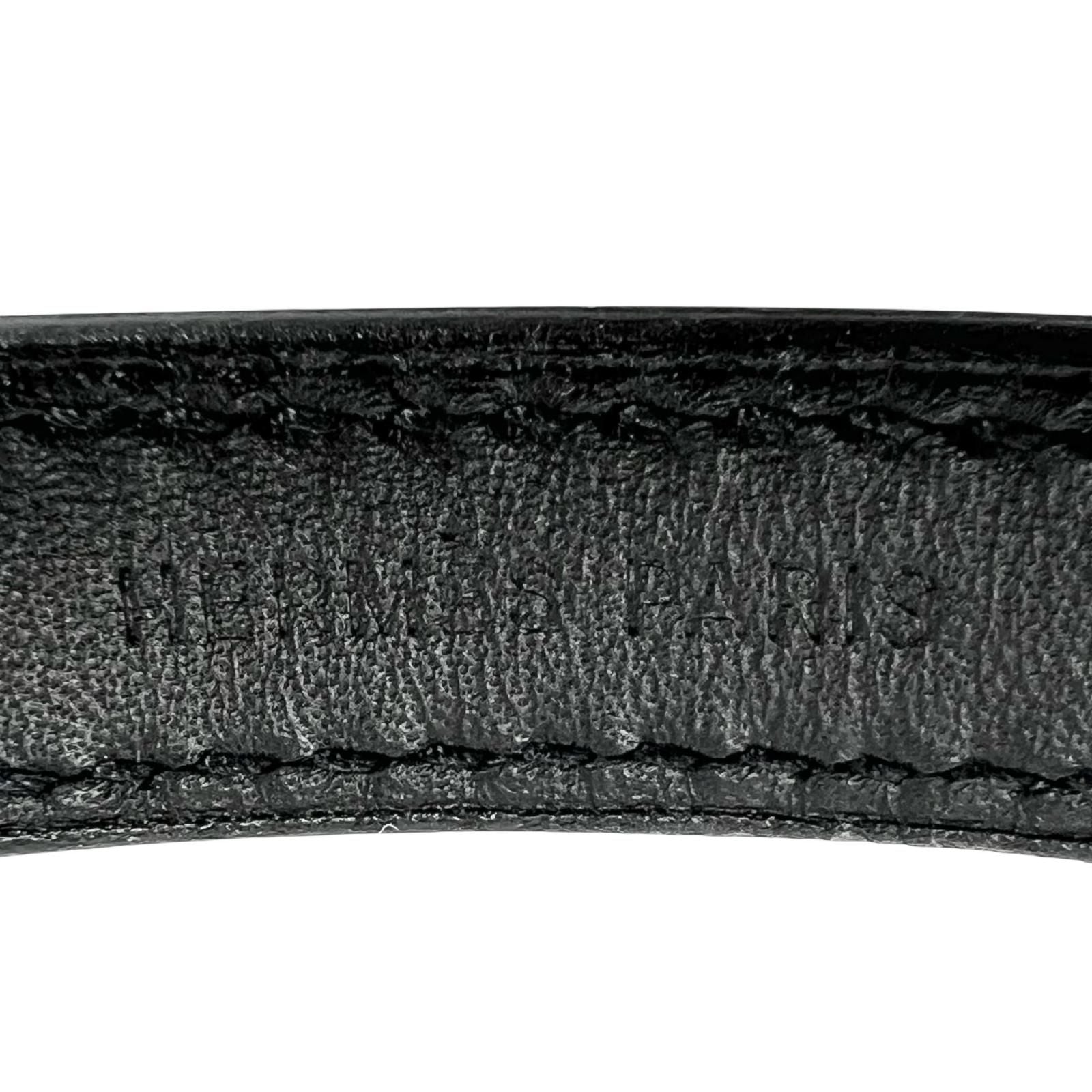 Hermes Series Looping Leather Black White Bracelet Silver — view 4