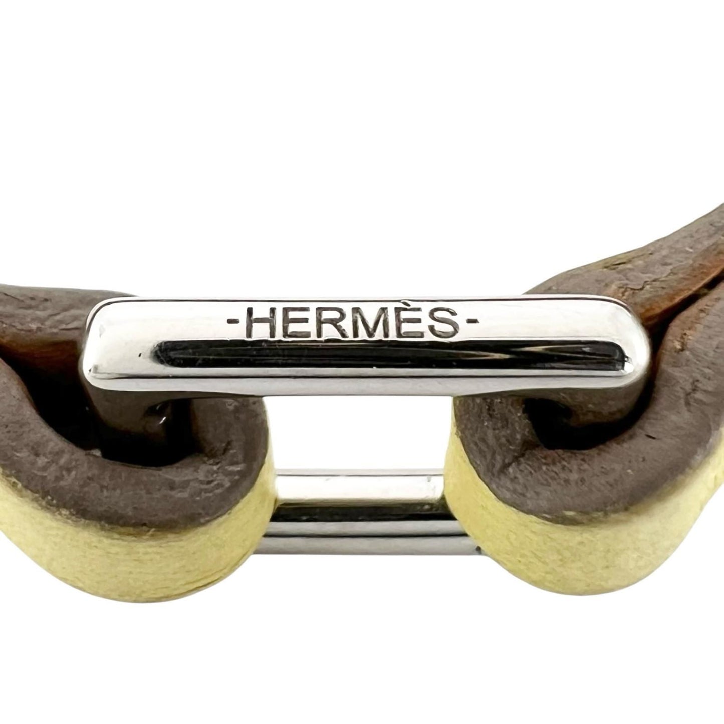 Hermes Micro Kelly Leather Yellow Bracelet Silver — view 7