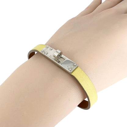 Hermes Micro Kelly Leather Yellow Bracelet Silver — view 8