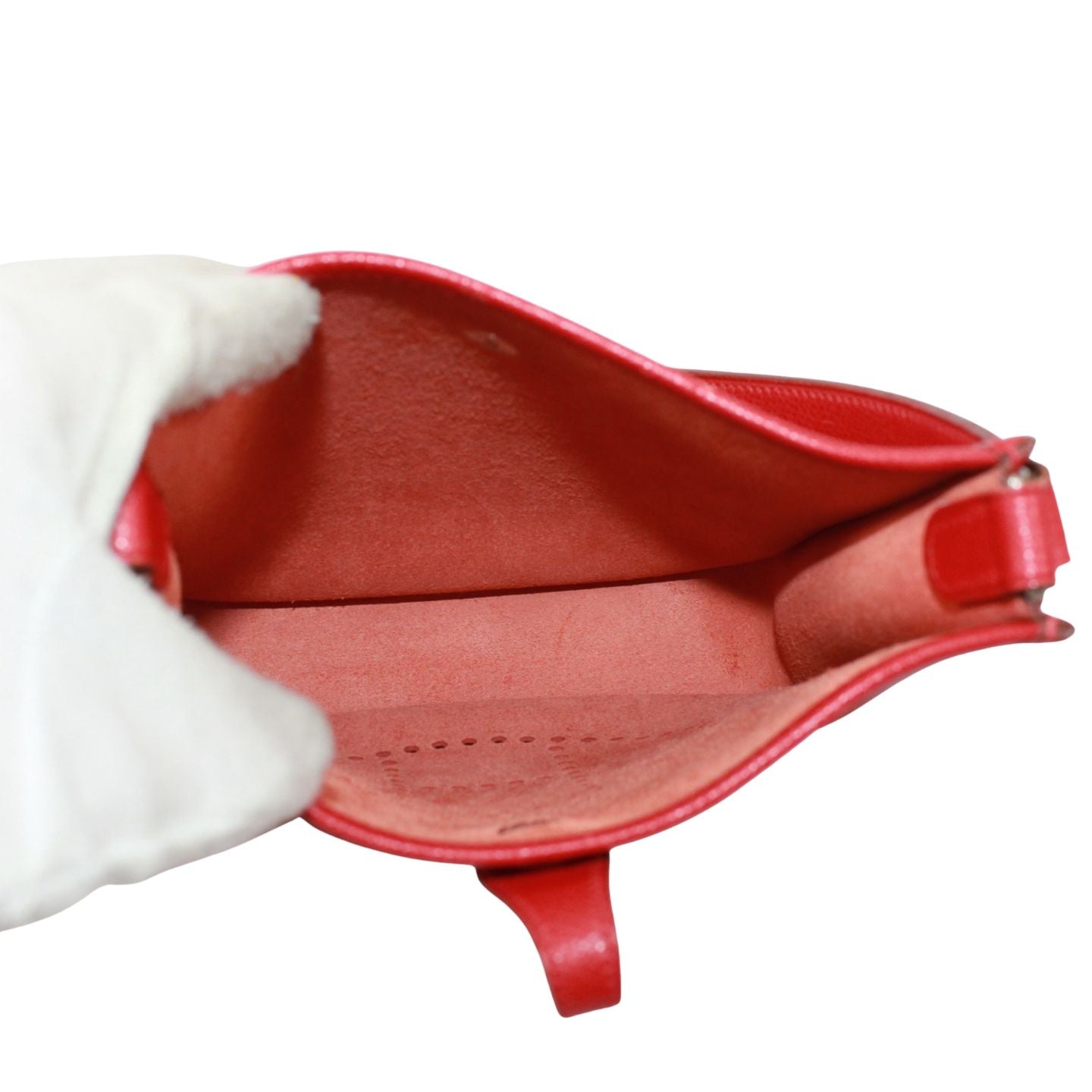 Hermes Evelyne TPM Veau Epsom Red Shoulder Bag Silver — view 7