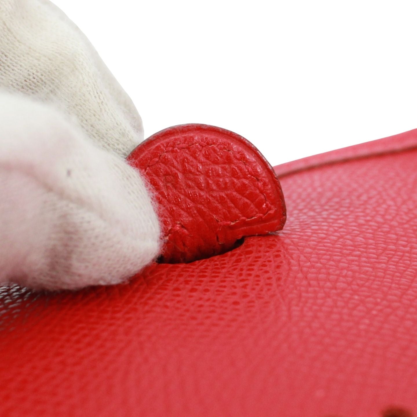 Hermes Evelyne TPM Veau Epsom Red Shoulder Bag Silver — view 9
