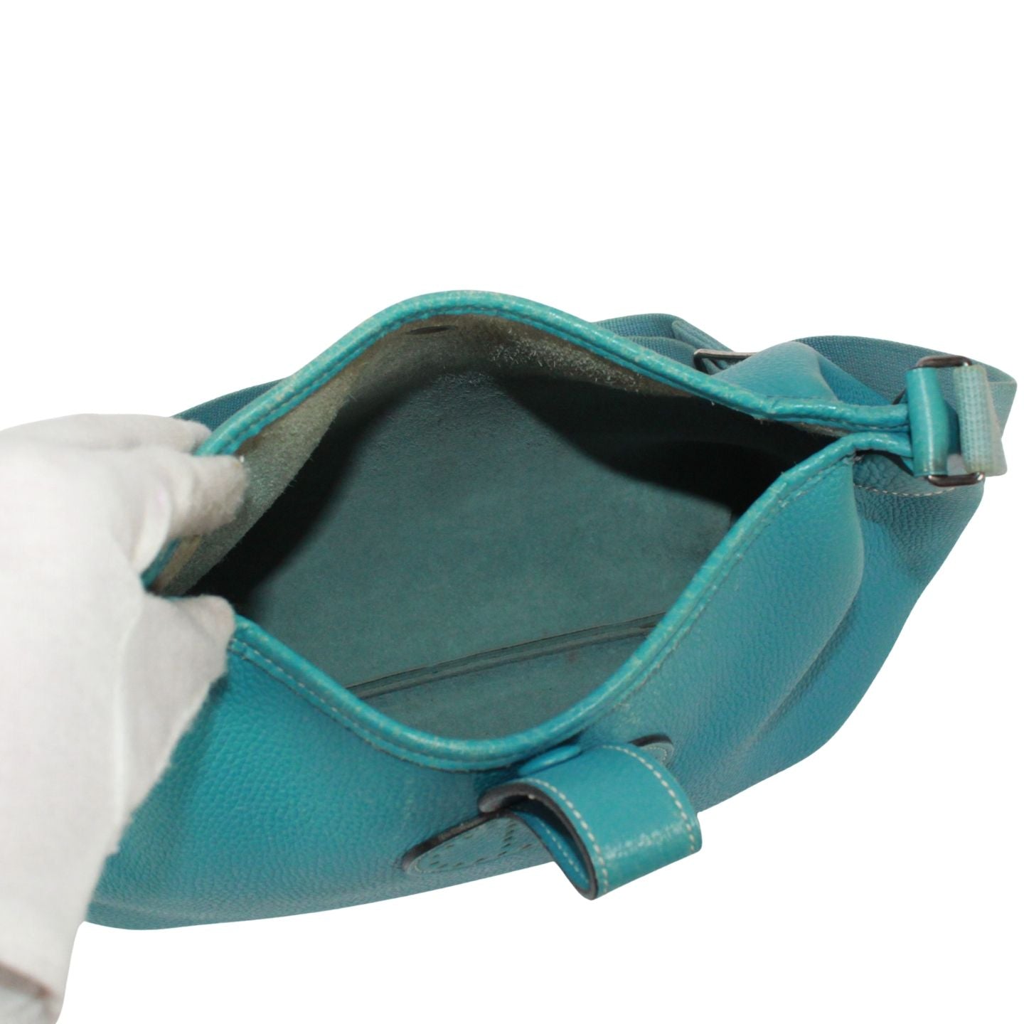 Hermes Rodeo de Taurillon Clemence Leather Blue Shoulder Bag Silver — view 7
