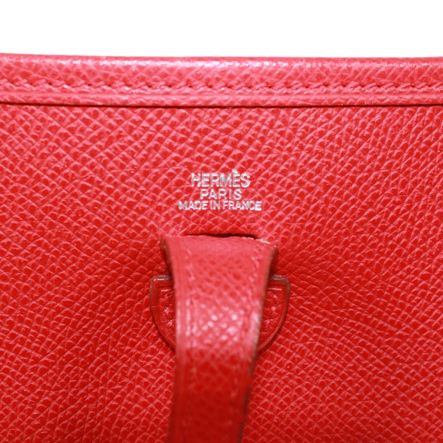 Hermes Evelyne TPM Veau Epsom Red Shoulder Bag Silver — view 8