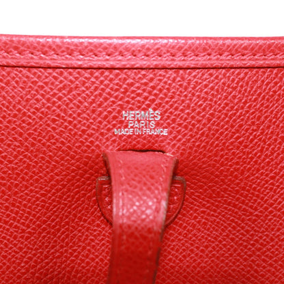 Hermes Evelyne TPM Veau Epsom Red Shoulder Bag Silver — view 8