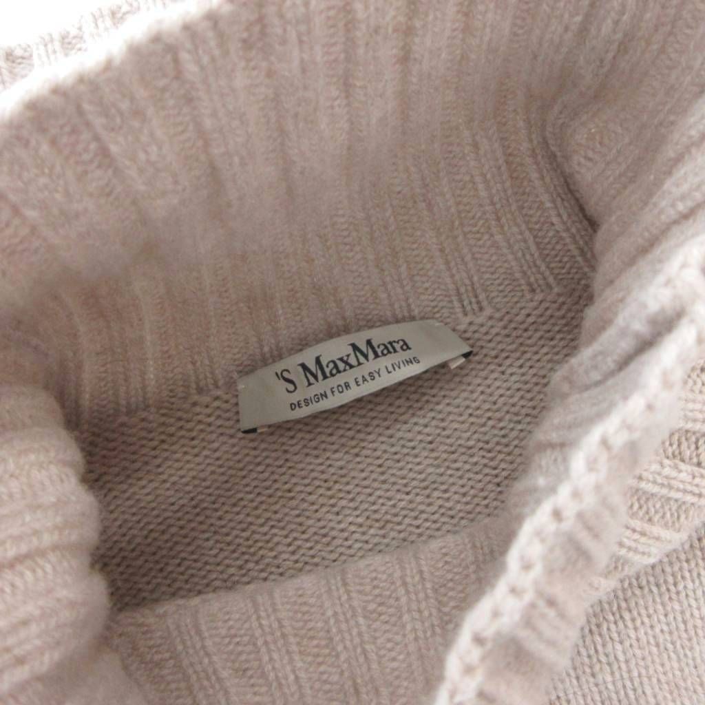Max Mara S 'S Knit Sweater Long Sleeve High Neck Wool Cashmere Blend M Beige — view 6