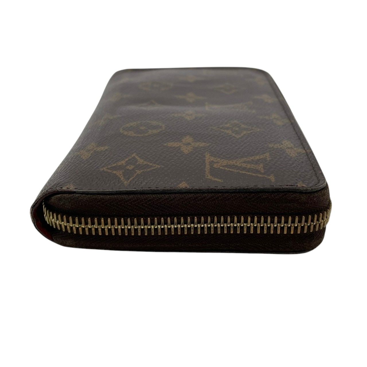 Louis Vuitton Zippy Wallet Monogram Brown Red Zip Around Canvas Leather Lining — view 4