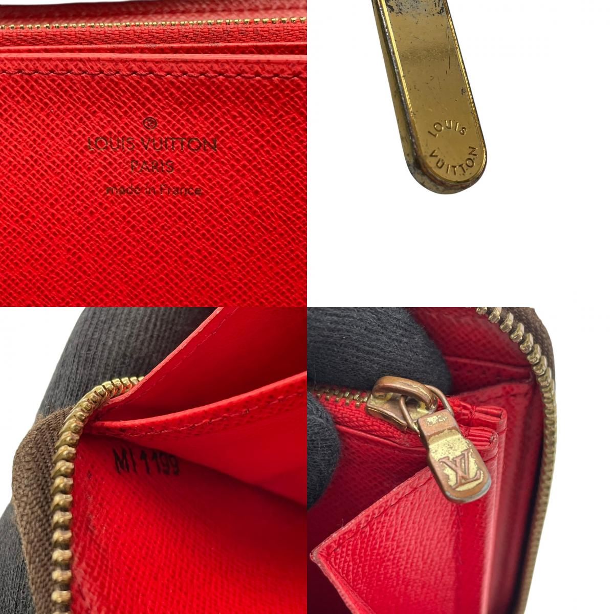 Louis Vuitton Zippy Wallet Monogram Brown Red Zip Around Canvas Leather Lining — view 9