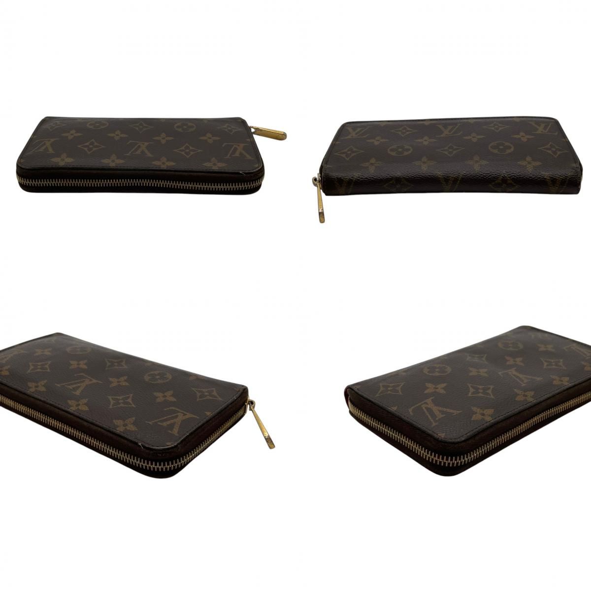 Louis Vuitton Zippy Wallet Monogram Brown Red Zip Around Canvas Leather Lining — view 6