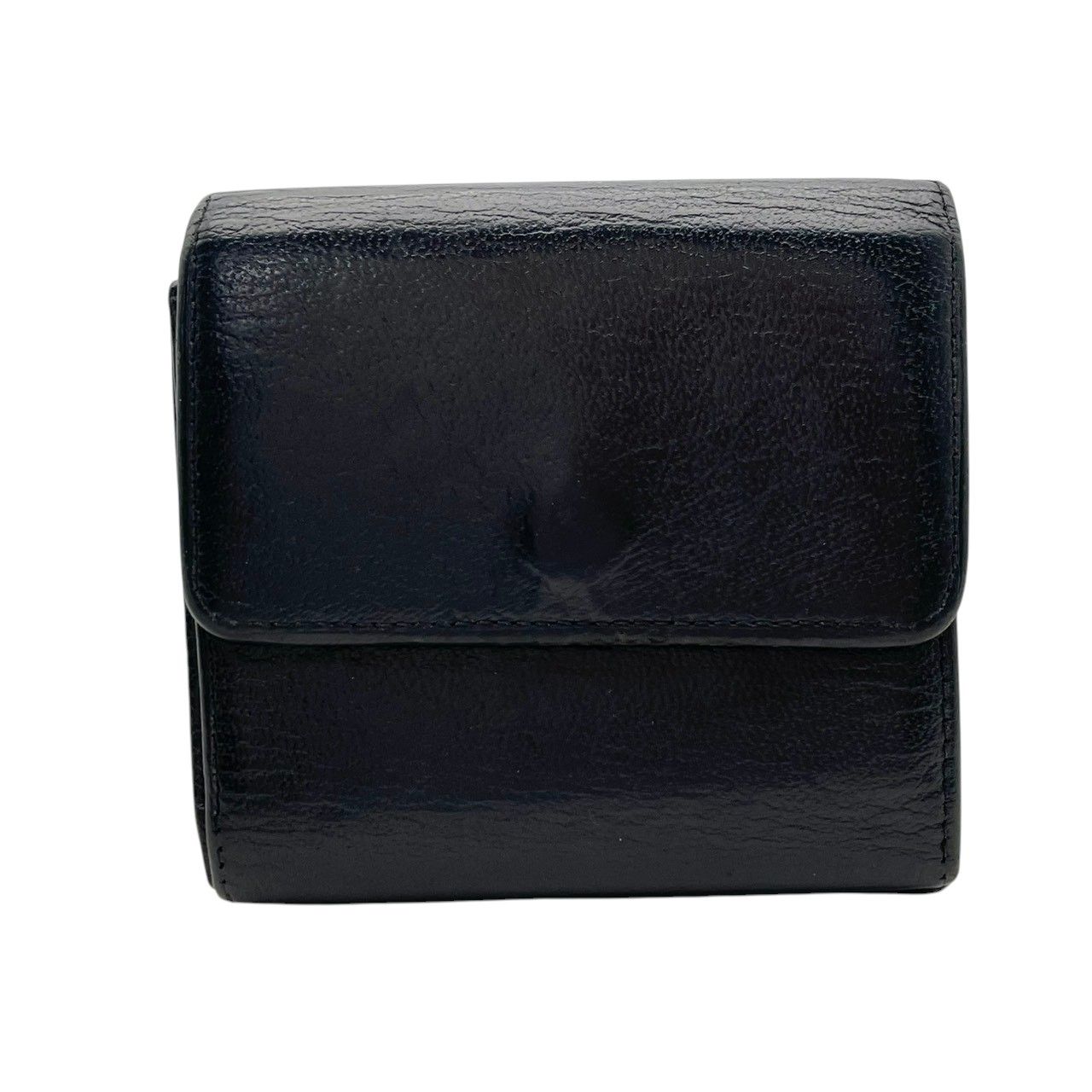 Chanel CC Logo Hook Bifold Wallet Leather Black Gold Flap Compact Folding Coin — view 3