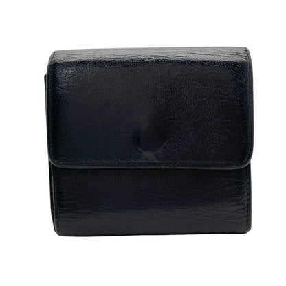 Chanel CC Logo Hook Bifold Wallet Leather Black Gold Flap Compact Folding Coin — view 3