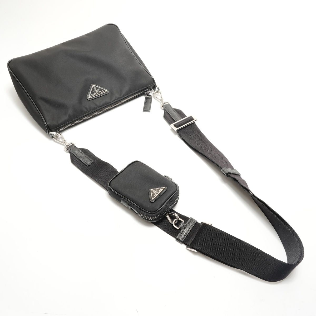 Prada Shoulder Bag with Triangular Plate Pouch — view 8