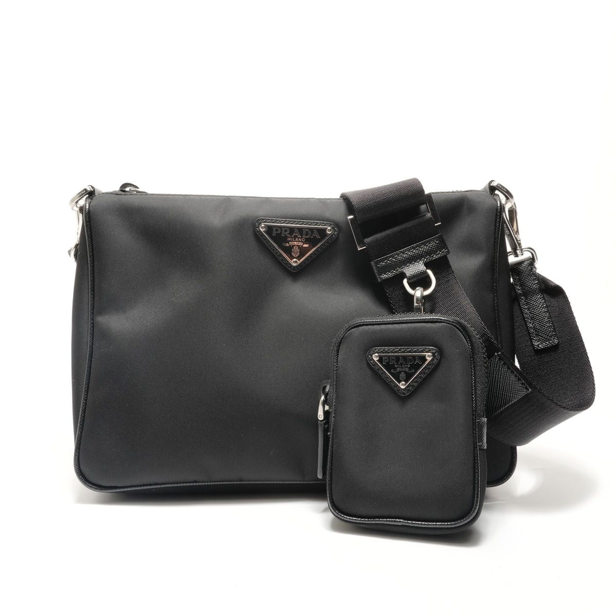 Prada Shoulder Bag with Triangular Plate Pouch