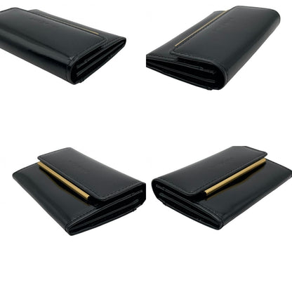 Saint Laurent Coin Purse Leather Black Enamel Gold Logo — view 8