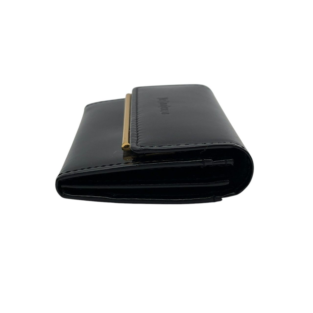 Saint Laurent Coin Purse Leather Black Enamel Gold Logo — view 5