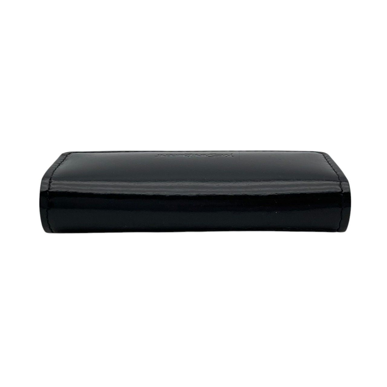 Saint Laurent Coin Purse Leather Black Enamel Gold Logo — view 6