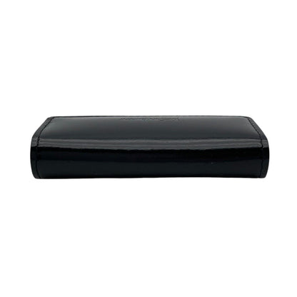 Saint Laurent Coin Purse Leather Black Enamel Gold Logo — view 6