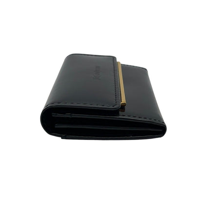Saint Laurent Coin Purse Leather Black Enamel Gold Logo — view 4