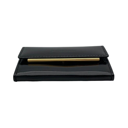 Saint Laurent Coin Purse Leather Black Enamel Gold Logo — view 7