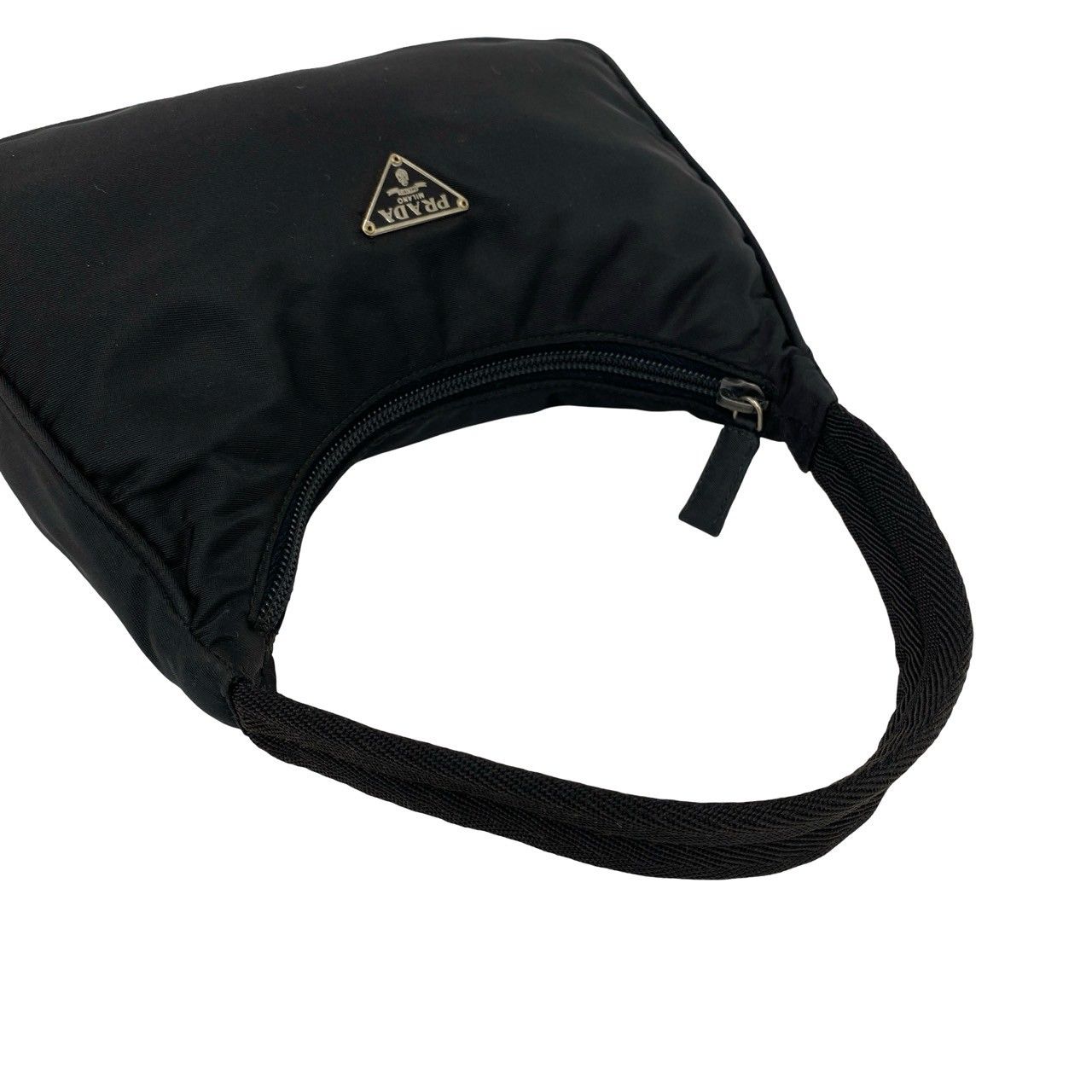 Prada Triangle Logo Tessuto Nylon Mini Handbag Pouch Black — view 4