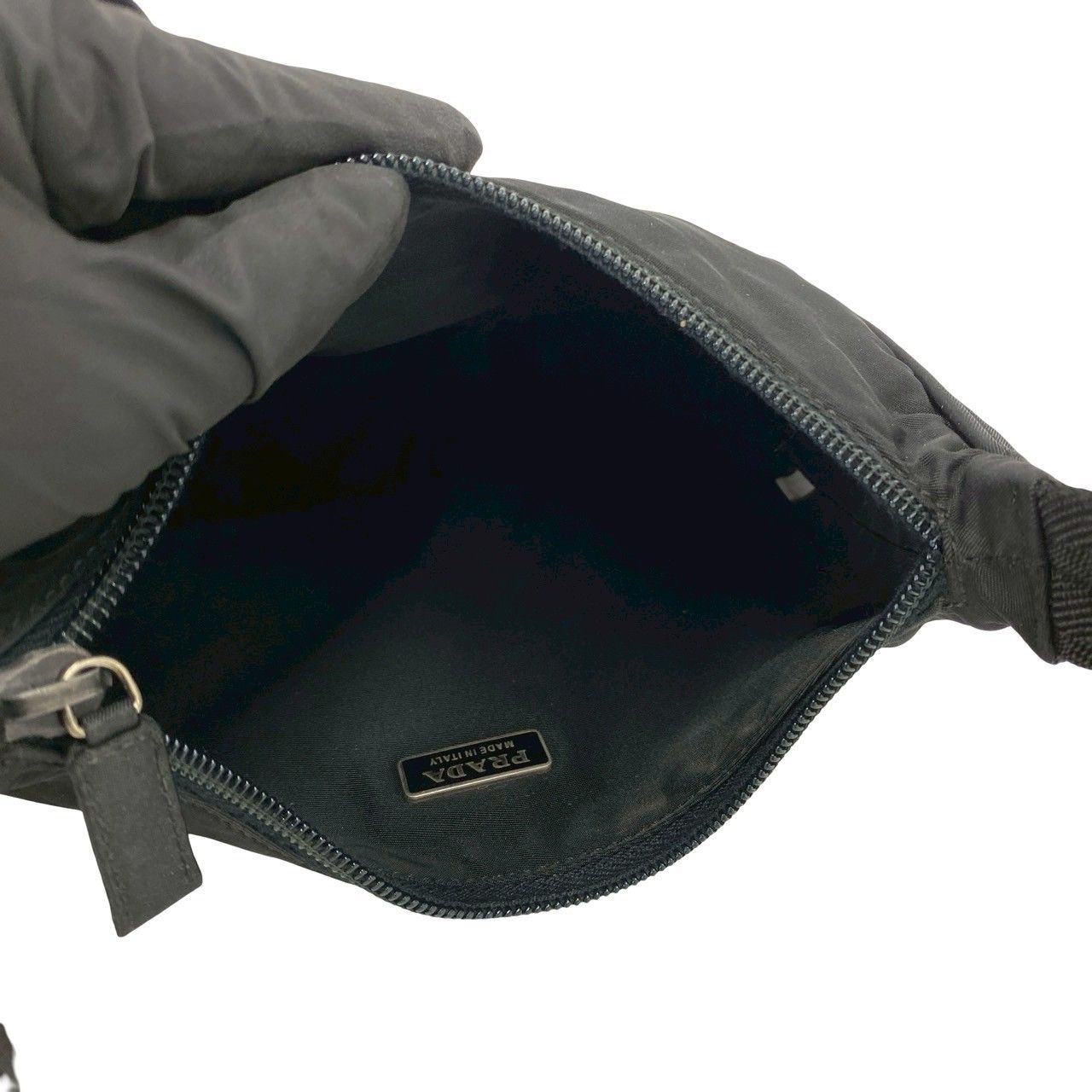 Prada Triangle Logo Tessuto Nylon Mini Handbag Pouch Black — view 9