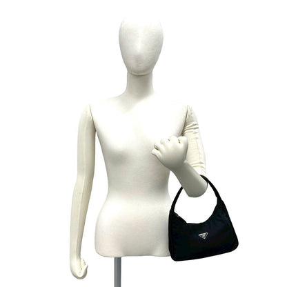 Prada Triangle Logo Tessuto Nylon Mini Handbag Pouch Black — view 2