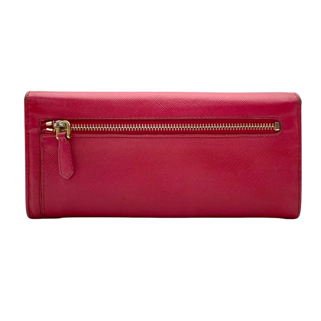Prada Saffiano Fiocco Wallet Leather Pink Ribbon Flap Bifold Gold Logo Billfold — view 3