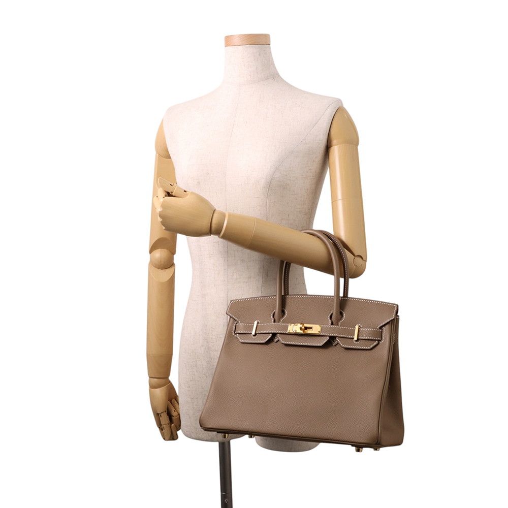 Hermes Birkin 30 Etoupe Gold Epsom Handbag — view 4