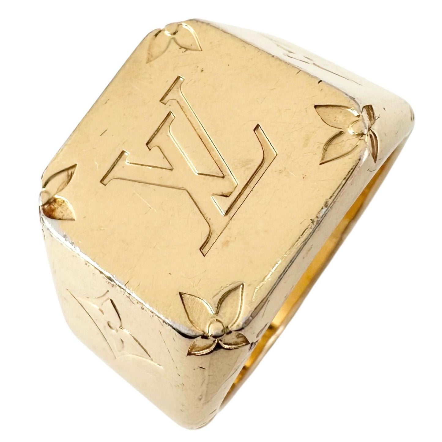 Louis Vuitton Ring Signet Gold Monogram