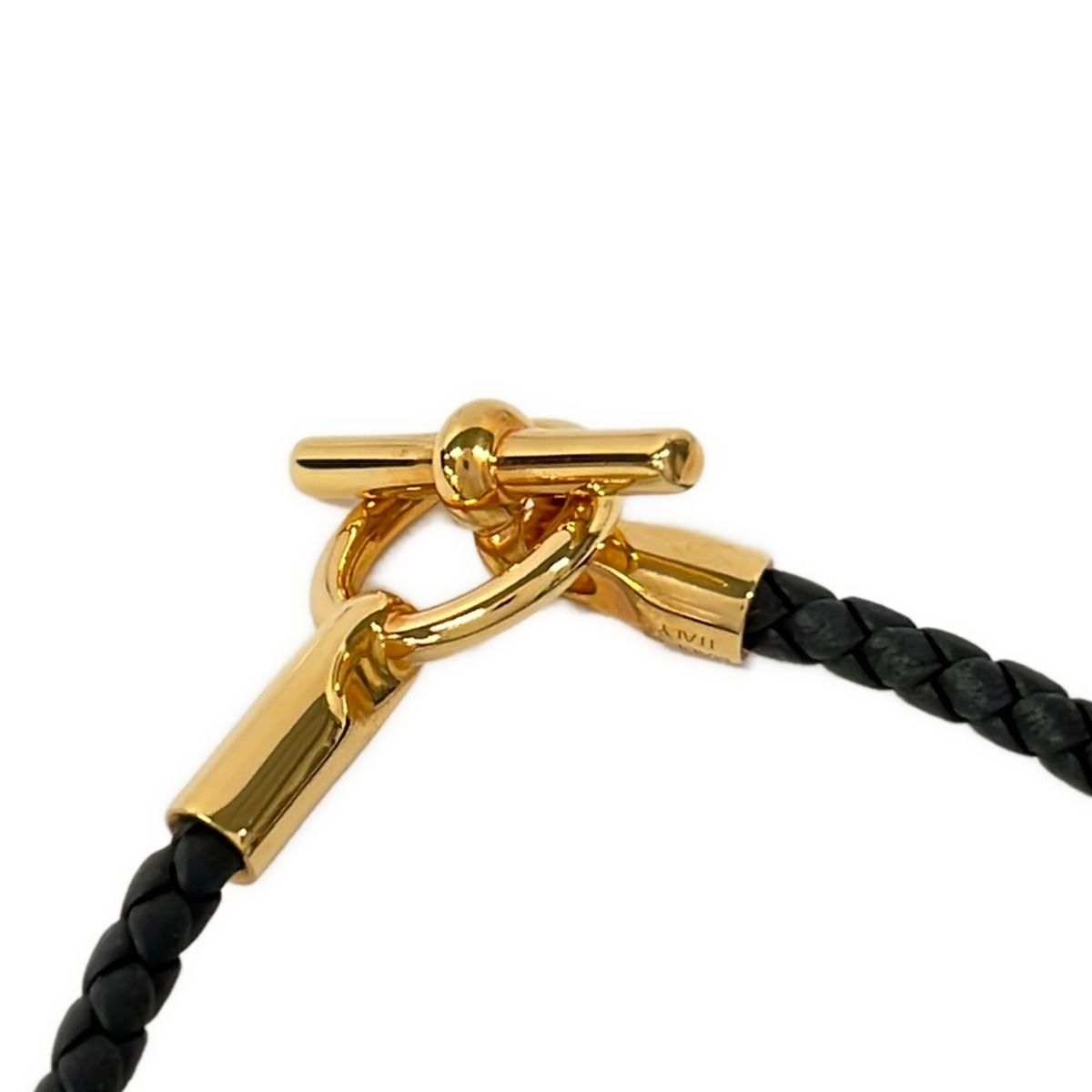 Hermes Bracelet Glenan Leather Black Gold Braid — view 4