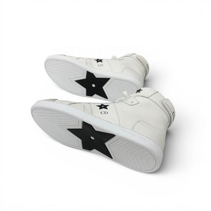Dior Star Sneakers Leather Suede White Black Logo High — view 6