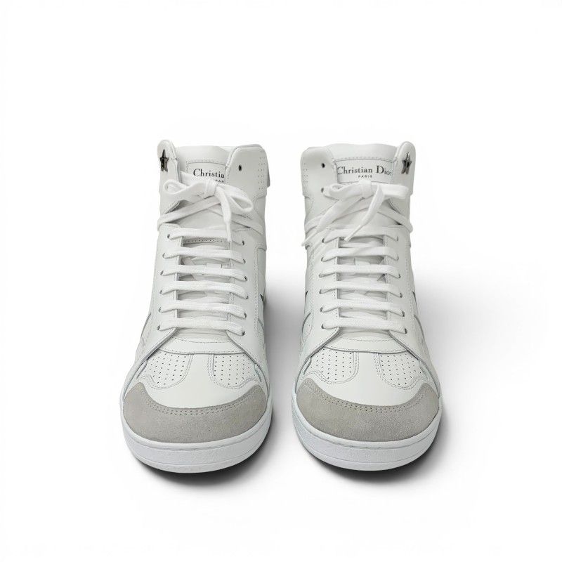 Dior Star Sneakers Leather Suede White Black Logo High — view 2