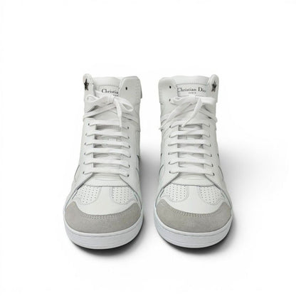 Dior Star Sneakers Leather Suede White Black Logo High — view 2