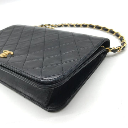 Chanel CC Logo Quilted Push Lock Lambskin Chain Shoulder Bag Black — view 6