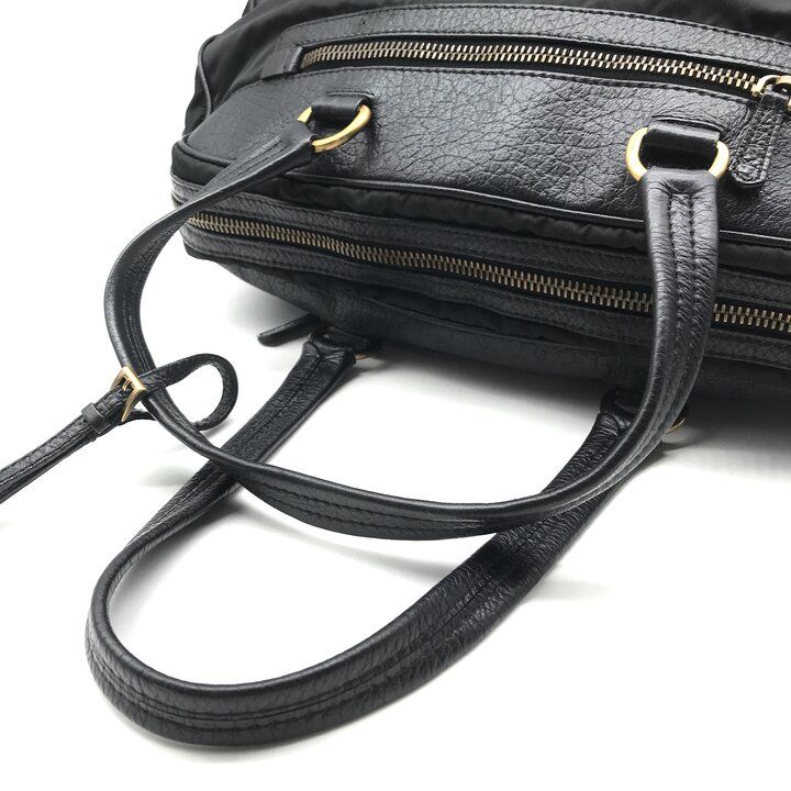 Prada Leather Logo Boston Black Purse — view 8