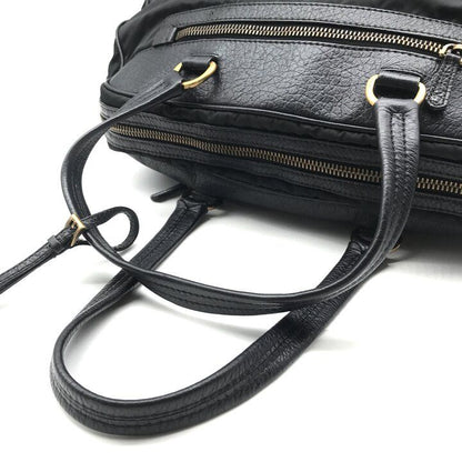 Prada Leather Logo Boston Black Purse — view 8