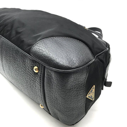 Prada Leather Logo Boston Black Purse — view 7