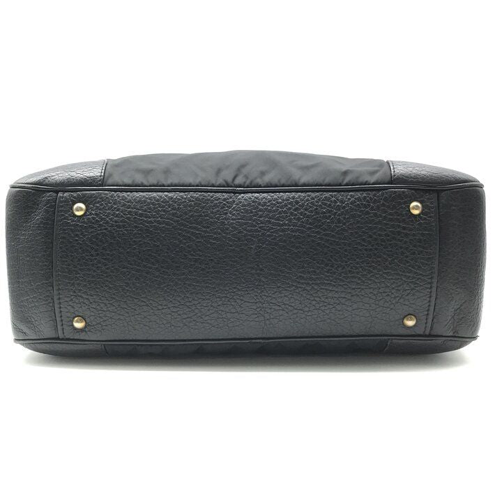 Prada Leather Logo Boston Black Purse — view 5