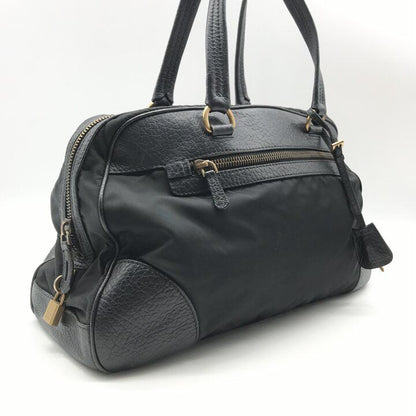 Prada Leather Logo Boston Black Purse — view 3