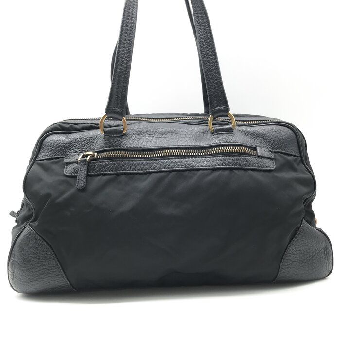 Prada Leather Logo Boston Black Purse — view 4