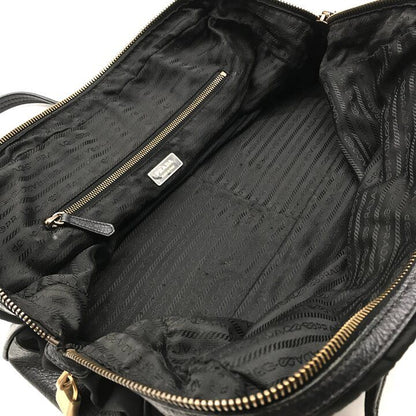 Prada Leather Logo Boston Black Purse — view 9