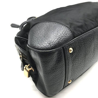Prada Leather Logo Boston Black Purse — view 6