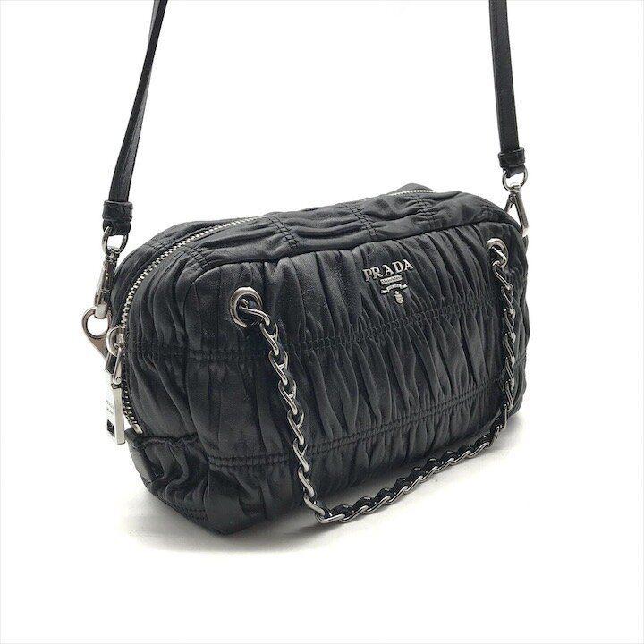 Prada Materasse Leather 2-Way Shoulder Bag Black Purse — view 2